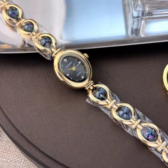 Anthropologie Rose Gold Bracelet Watch with Green Dial and Crystal Accents The Regatta | Ladies | Emerald Rose | Ralph Christian Watches main image 2